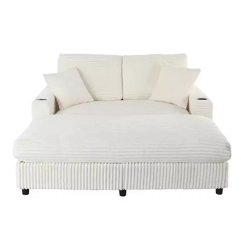 Christopher Knight Home Alkrista Corduroy Upholstered 64W Double Chaise Lounge