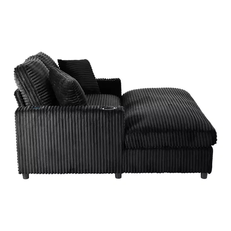 Christopher Knight Home Alkrista Corduroy Upholstered 64W Double Chaise Lounge