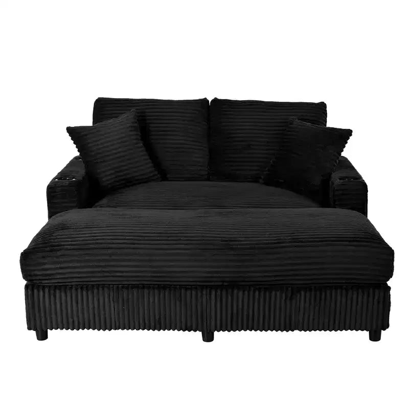 Christopher Knight Home Alkrista Corduroy Upholstered 64W Double Chaise Lounge