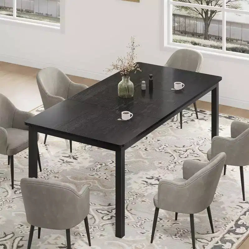 COZONY Industrial Dining Table - Large Rectangular Wood Kitchen Table with Metal Legs & Round Corners for Dining Room, Only Table