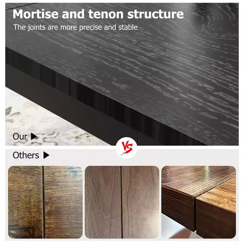 COZONY Industrial Dining Table - Large Rectangular Wood Kitchen Table with Metal Legs & Round Corners for Dining Room, Only Table