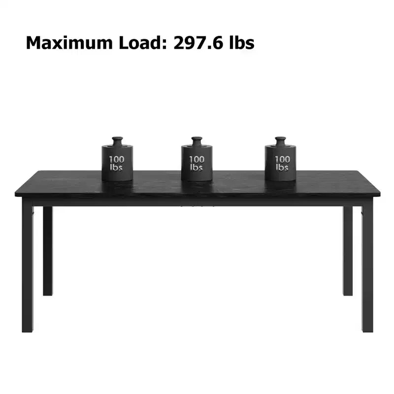 COZONY Industrial Dining Table - Large Rectangular Wood Kitchen Table with Metal Legs & Round Corners for Dining Room, Only Table