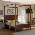 Veronica Walnut Finished Wood Platform Canopy Bed Walnut Brown - Baxton Studio