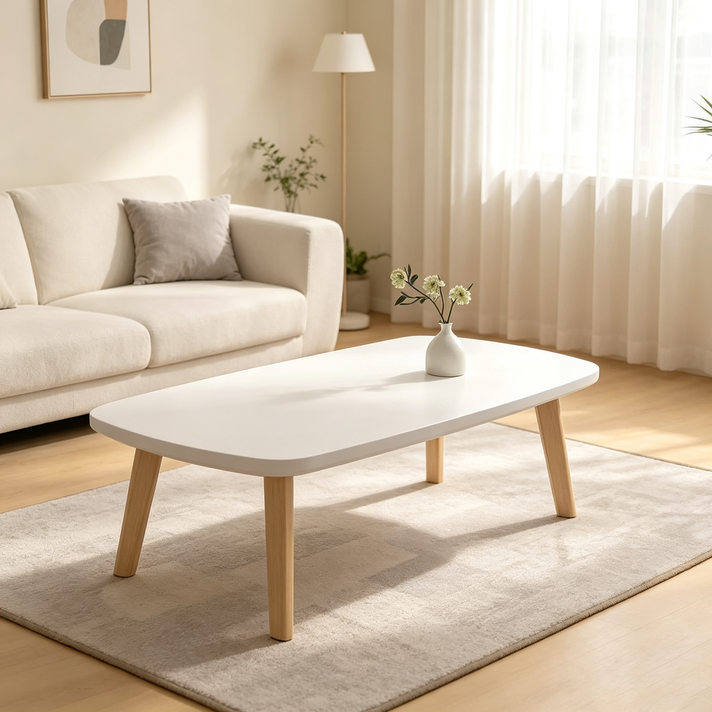 Table basse pliable, finition bois, design pliant peu encombrant